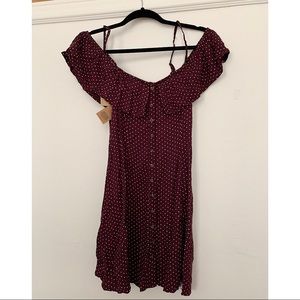 AMERICAN EAGLE polka dot dark purple dress